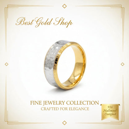 22k / 916 Gold Shimmer Cutting Ring 2 ToneRingsBest Gold Shop