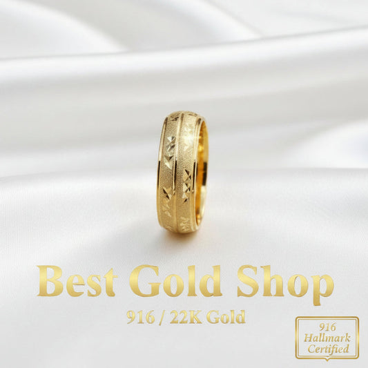 22k / 916 Gold Slim Hollow Ring V3RingsBest Gold Shop