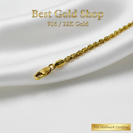 22K / 916 Gold Solid Rope Bracelet by Best Gold ShopBraceletsBest Gold Shop