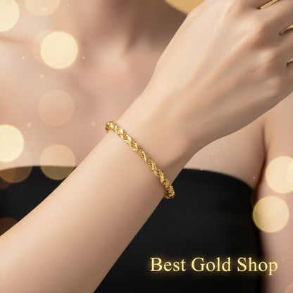 22K / 916 Gold Solid Rope Bracelet Simple and ElegantBraceletsBest Gold Shop
