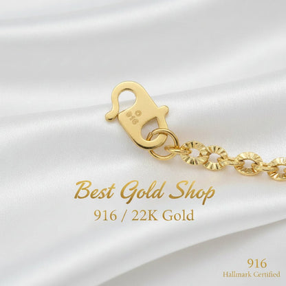 22k / 916 Gold Sunflower with Dangling Heart Bracelet By Best Gold ShopBraceletsBest Gold Shop