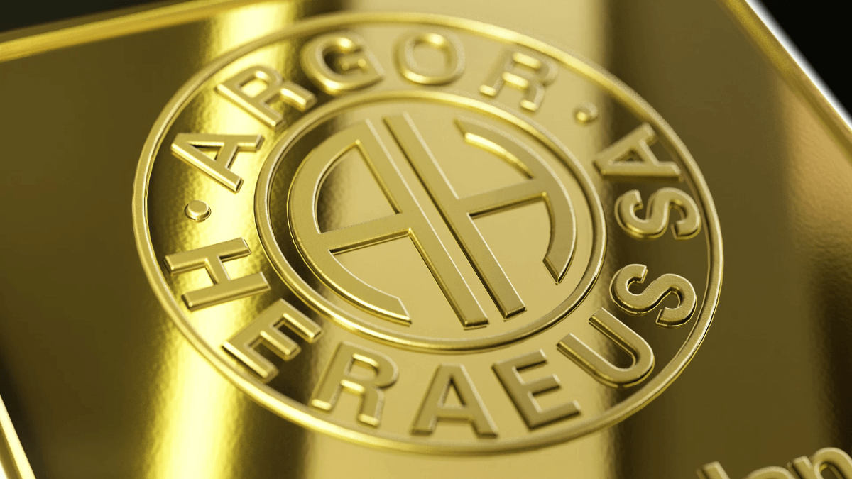 Argor-Heraeus minted gold bar front and reverse design detail