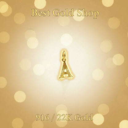 22K Gold Alphabet Pendant – Simple and Big