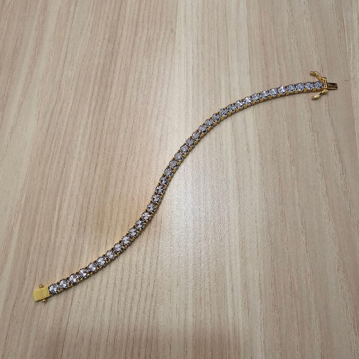 916 Full Gold Diamond Cutting Design 2 Tone BraceletBraceletsBest Gold Shop