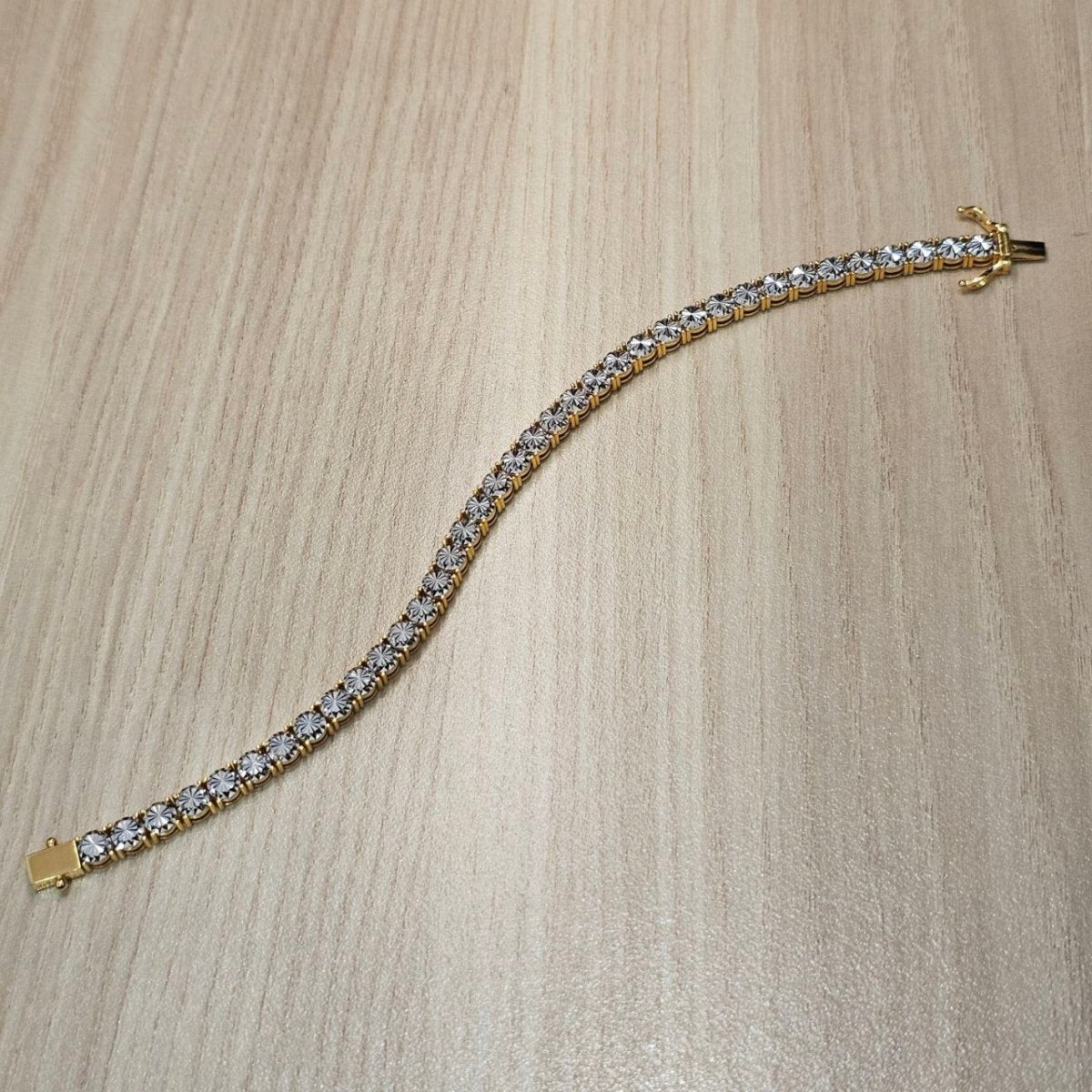 916 Full Gold Diamond Cutting Design 2 Tone BraceletBraceletsBest Gold Shop