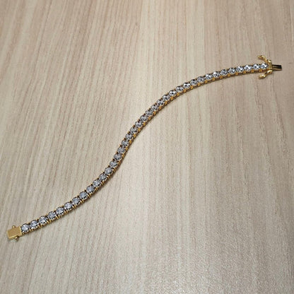 916 Full Gold Diamond Cutting Design 2 Tone BraceletBraceletsBest Gold Shop