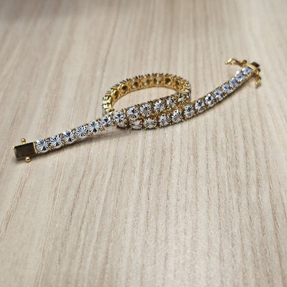 916 Full Gold Diamond Cutting Design 2 Tone BraceletBraceletsBest Gold Shop