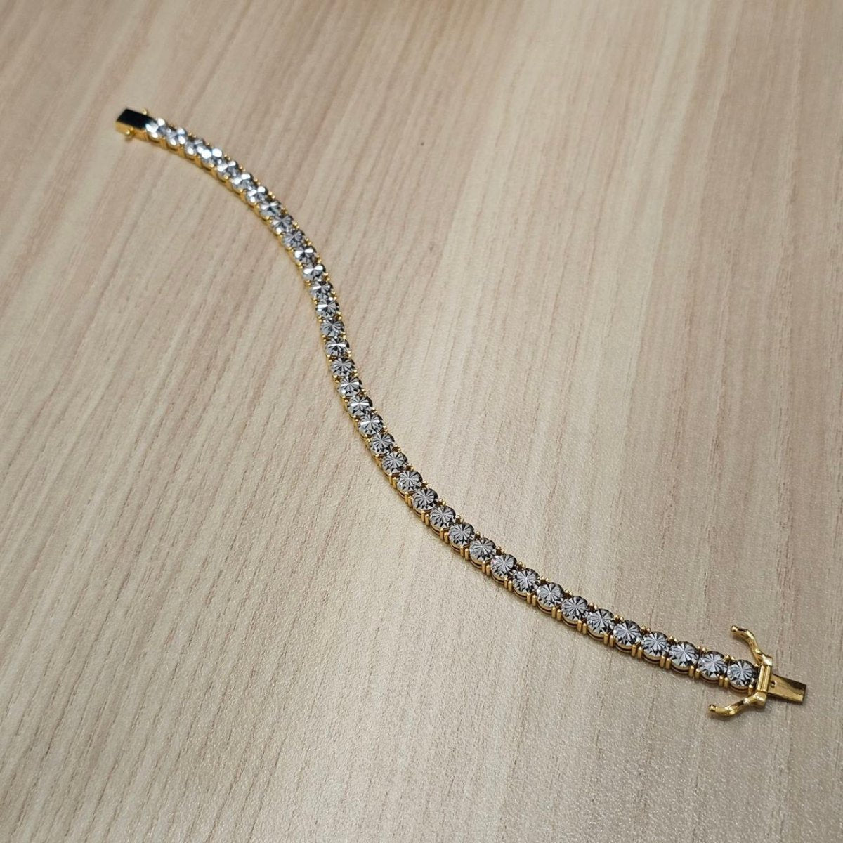 916 Full Gold Diamond Cutting Design 2 Tone BraceletBraceletsBest Gold Shop