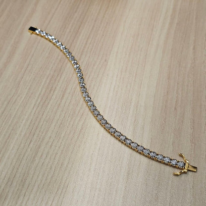916 Full Gold Diamond Cutting Design 2 Tone BraceletBraceletsBest Gold Shop
