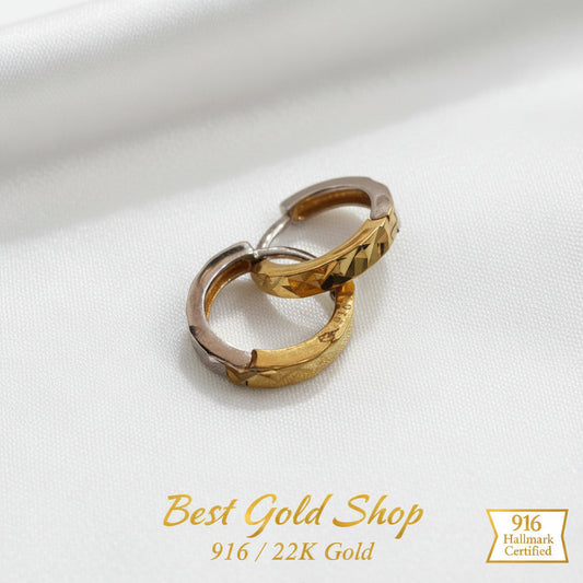 916 Gold 2 - Tone Loop Cutting Earring – Italy DesignEarringsBest Gold Shop