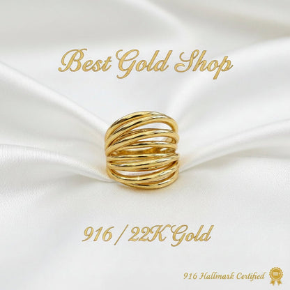 916 Gold (22K) Crisscross V4 Light Weight New design RingRingsBest Gold Shop