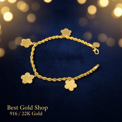 916 Gold (22K) Fancy Flower Hollow Rope BraceletBraceletsBest Gold Shop