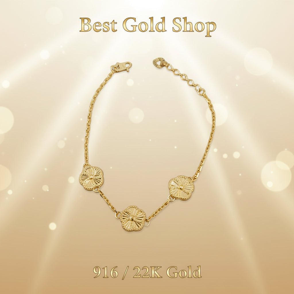 916 Gold (22K) Fancy Wan Zi Flower BraceletBraceletsBest Gold Shop