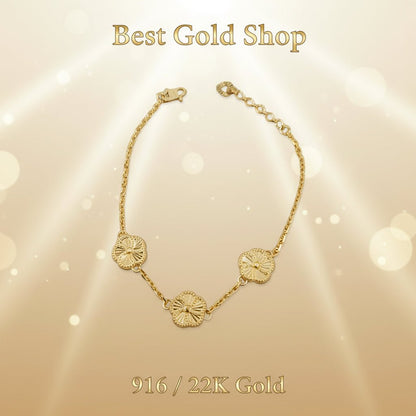 916 Gold (22K) Fancy Wan Zi Flower BraceletBraceletsBest Gold Shop