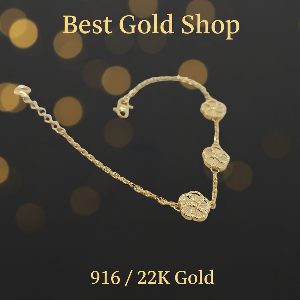 916 Gold (22K) Fancy Wan Zi Flower BraceletBraceletsBest Gold Shop
