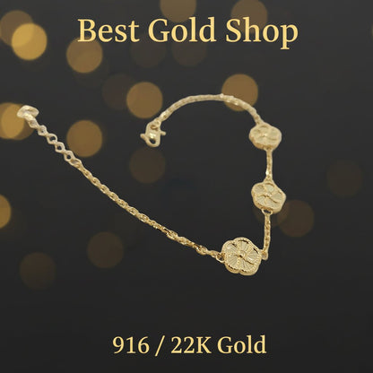 916 Gold (22K) Fancy Wan Zi Flower BraceletBraceletsBest Gold Shop