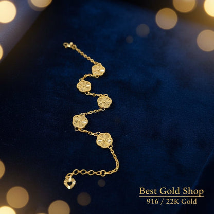 916 Gold (22K) Fancy Wan Zi Flower BraceletBraceletsBest Gold Shop