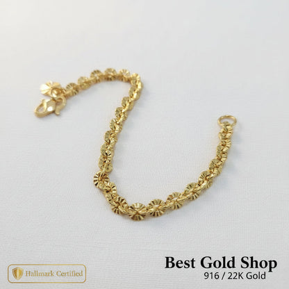 916 Gold (22k) Floral Bracelet Significant Light WeightBraceletsBest Gold Shop