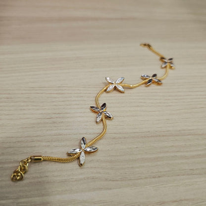 916 Gold 5 Flower Design Bracelet Two ToneBraceletsBest Gold Shop
