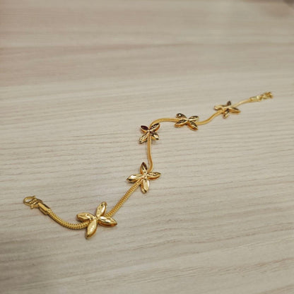 916 Gold 5 Flower Design Bracelet Two ToneBraceletsBest Gold Shop