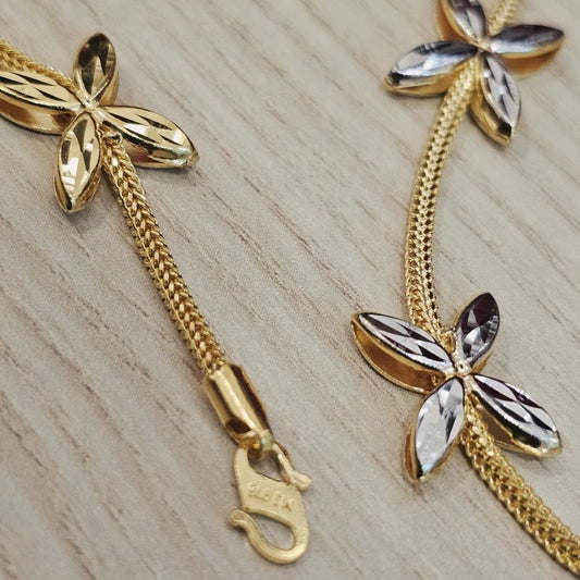 916 Gold 5 Flower Design Bracelet Two ToneBraceletsBest Gold Shop