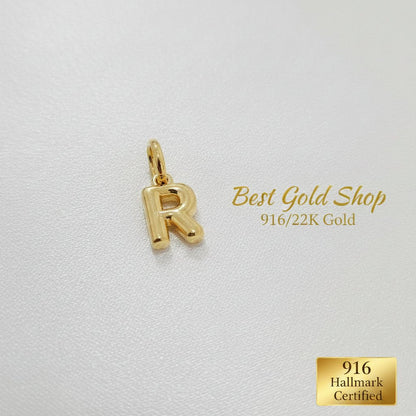 916 Gold Alphabert Pendant Feather Weight Smooth shiny Finish.Charms & PendantsBest Gold Shop