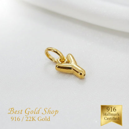 916 Gold Alphabert Pendant Feather Weight Smooth shiny Finish.Charms & PendantsBest Gold Shop