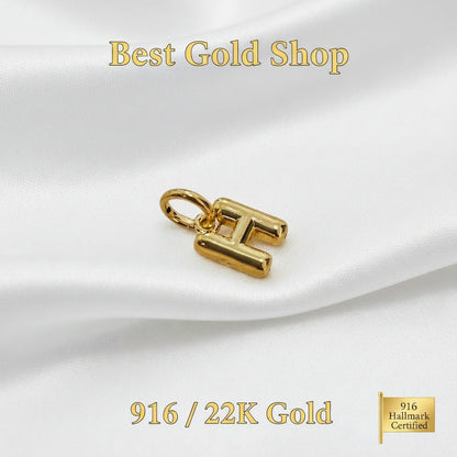 916 Gold Alphabert Pendant Feather Weight Smooth shiny Finish.Charms & PendantsBest Gold Shop