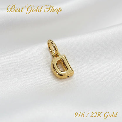 916 Gold Alphabert Pendant Feather Weight Smooth shiny Finish.Charms & PendantsBest Gold Shop