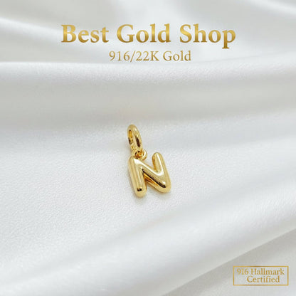 916 Gold Alphabert Pendant Feather Weight Smooth shiny Finish.Charms & PendantsBest Gold Shop
