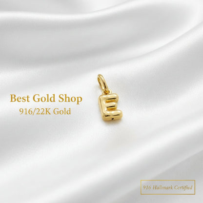 916 Gold Alphabert Pendant Feather Weight Smooth shiny Finish.Charms & PendantsBest Gold Shop