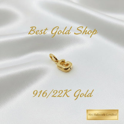 916 Gold Alphabert Pendant Feather Weight Smooth shiny Finish.Charms & PendantsBest Gold Shop