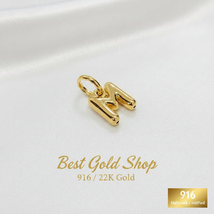 916 Gold Alphabert Pendant Feather Weight Smooth shiny Finish.Charms & PendantsBest Gold Shop