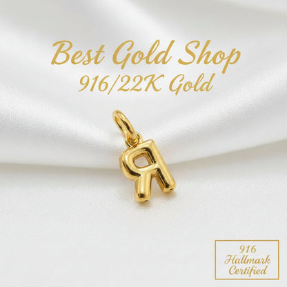 916 Gold Alphabert Pendant Feather Weight Smooth shiny Finish.Charms & PendantsBest Gold Shop