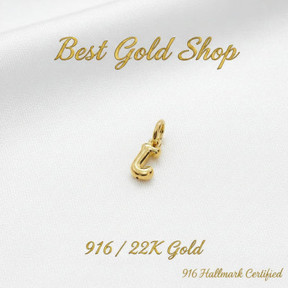 916 Gold Alphabert Pendant Feather Weight Smooth shiny Finish.Charms & PendantsBest Gold Shop