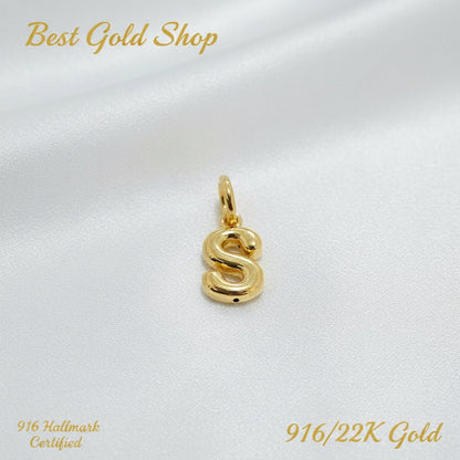 916 Gold Alphabert Pendant Feather Weight Smooth shiny Finish.Charms & PendantsBest Gold Shop