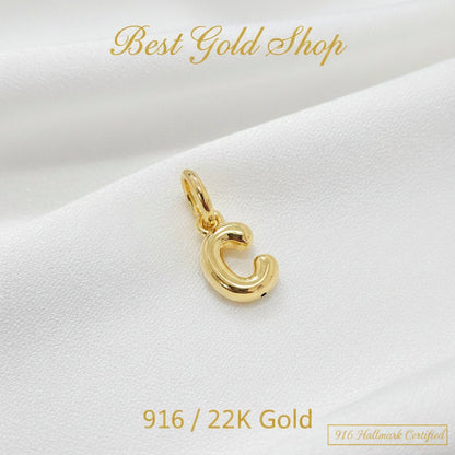916 Gold Alphabert Pendant Feather Weight Smooth shiny Finish.Charms & PendantsBest Gold Shop