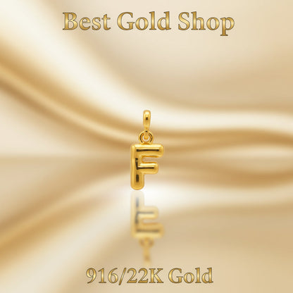 916 Gold Alphabet Pendant & Charm | Lightweight 22K Design - View 9