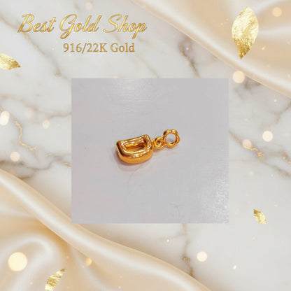 916 Gold Alphabet Pendant & Charm | Lightweight 22K Design - View 12