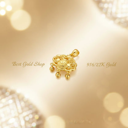 916 Gold Baby Lock with Dangling Ball Pendant by Best Gold ShopCharms & PendantsBest Gold Shop