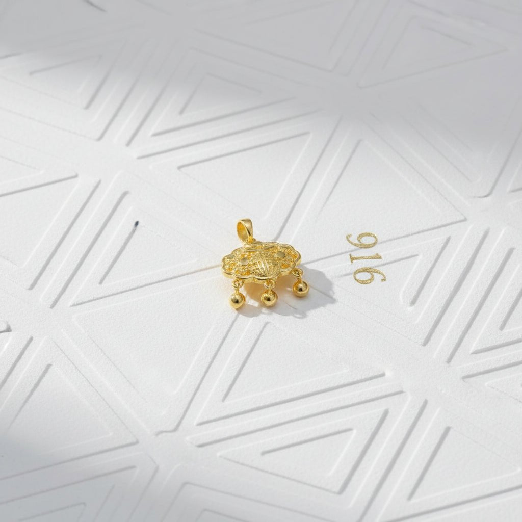 916 Gold Baby Lock with Dangling Ball Pendant by Best Gold ShopCharms & PendantsBest Gold Shop