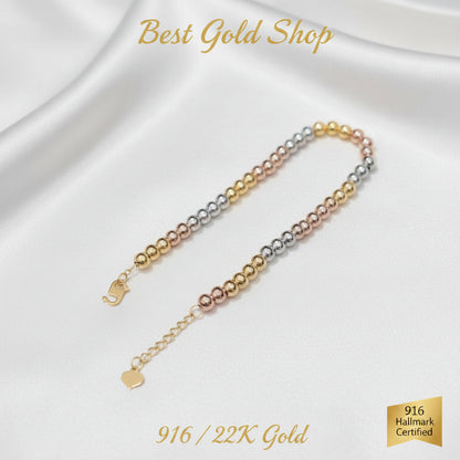 916 Gold Bead Bracelet With 2 Tone or 3 Tone Feather LightBraceletsBest Gold Shop