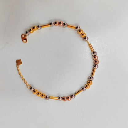 916 Gold Beads with Bar Bracelet – 2 OR 3 Tone DesignBraceletsBest Gold Shop