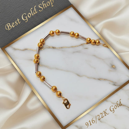 916 Gold Beads with Bar Bracelet – 2 OR 3 Tone DesignBraceletsBest Gold Shop