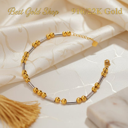 916 Gold Beads with Bar Bracelet – 2 OR 3 Tone DesignBraceletsBest Gold Shop