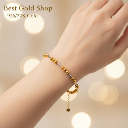 916 Gold Beads with Bar Bracelet – 2 OR 3 Tone DesignBraceletsBest Gold Shop