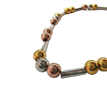 916 Gold Beads with Bar Bracelet – 2 OR 3 Tone DesignBraceletsBest Gold Shop