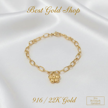 916 Gold Bracelet Link Design With Dangling CharmsBraceletsBest Gold Shop