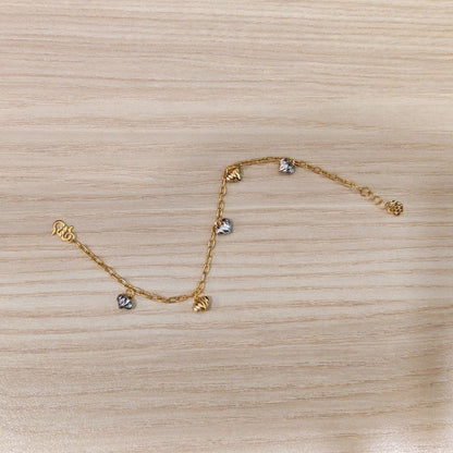 916 Gold Bracelet Wan Zi Dangling Heart 2 ToneBraceletsBest Gold Shop