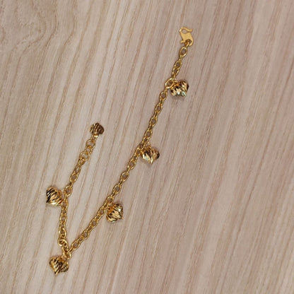916 Gold Bracelet Wan Zi Dangling HeartBraceletsBest Gold Shop